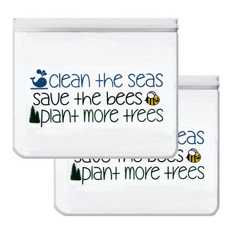 Ziparoos Reusable 2-Piece XL Sandwich (Quart) Storage Bag Set- Seas, Bees and Trees For the Home Ziparoos Reusable Storage Bags - Lunch & Freezer