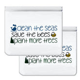 Ziparoos Reusable 2-Piece XL Sandwich (Quart) Storage Bag Set- Seas, Bees and Trees For the Home Ziparoos Reusable Storage Bags - Lunch & Freezer