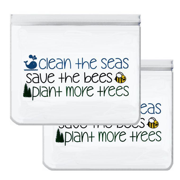 Ziparoos Reusable 2-Piece XL Sandwich (Quart) Storage Bag Set- Seas, Bees and Trees For the Home Ziparoos Reusable Storage Bags - Lunch &amp; Freezer