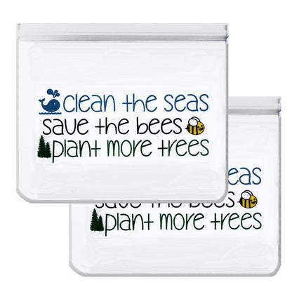 Ziparoos Reusable 2-Piece XL Sandwich (Quart) Storage Bag Set- Seas, Bees and Trees For the Home Ziparoos Reusable Storage Bags - Lunch &amp; Freezer